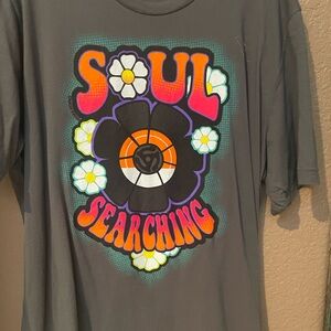 Soul Searching Graphic Tee - Gray with Bright Floral Print